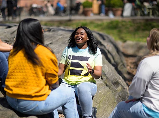 APU students laughing outside