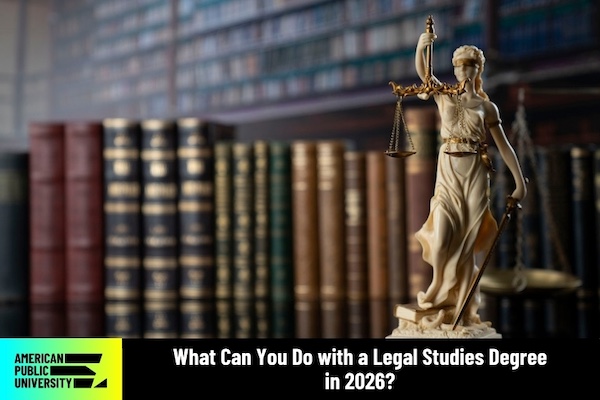 legal studies degree statue in library