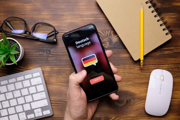 AI in language learning app on phone