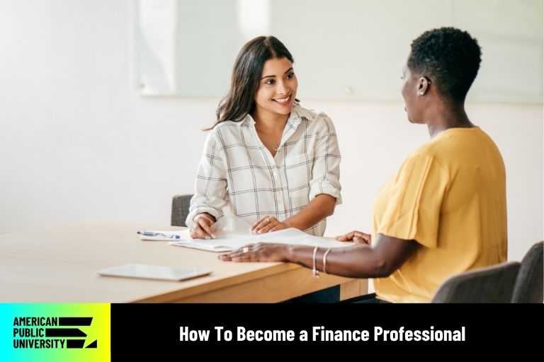finance professional working with client