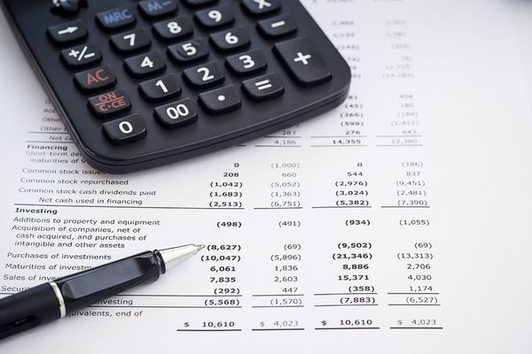 accounting ledger with calculator