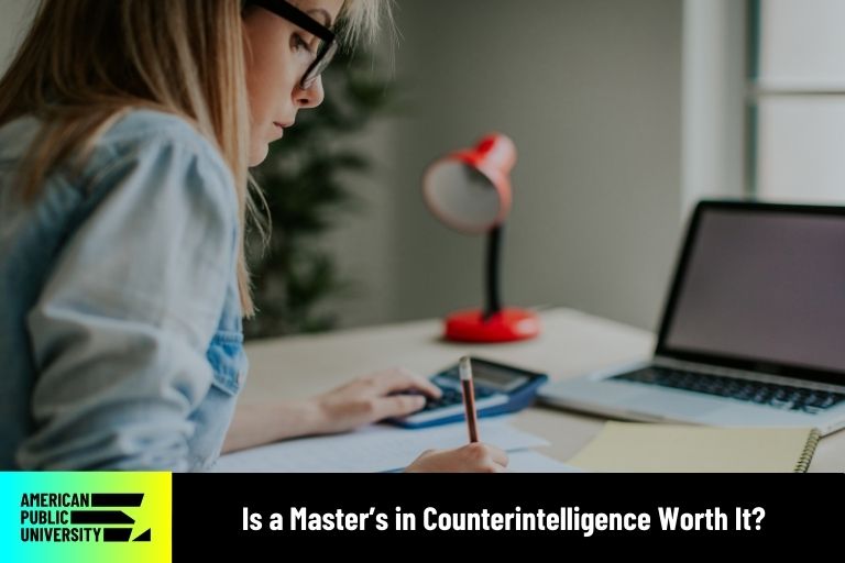 master's in counterintelligence student studying