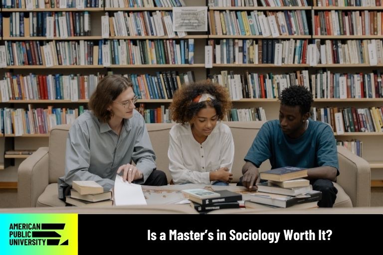 master's in sociology students in library