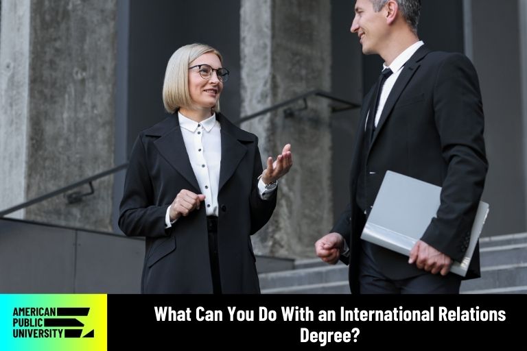 what-can-you-do-with-an-international-relations-degree international relations professionals talking in front of court house