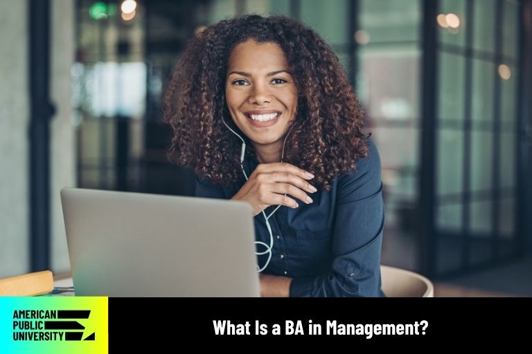 what-is-a-ba-management BA in Management student on laptop