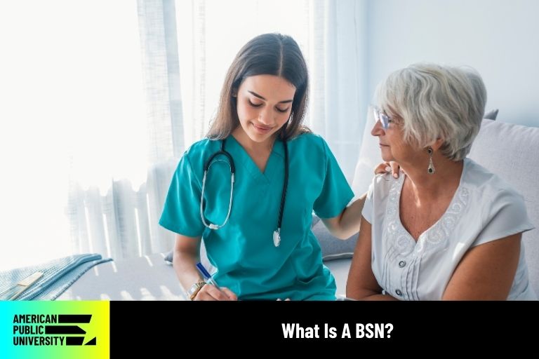 what-is-a-bsn BSN nurse with patient