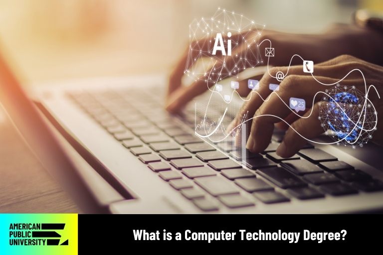 what-is-a-computer-technology-degree computer technology degree student typing on laptop