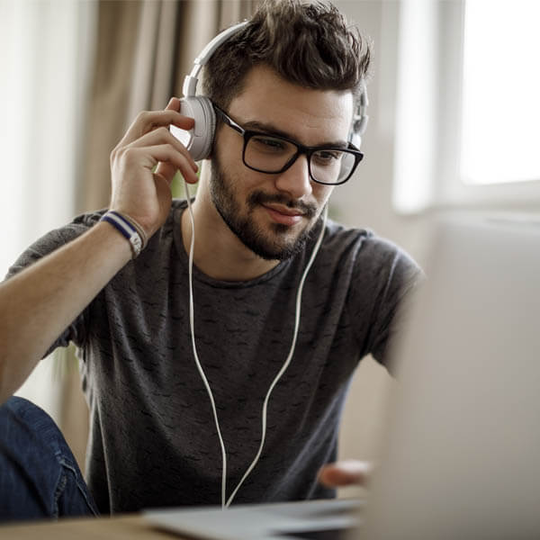 man wearing headphones