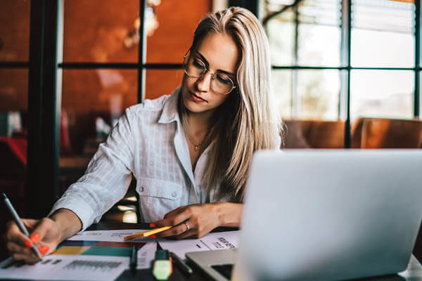 woman studying