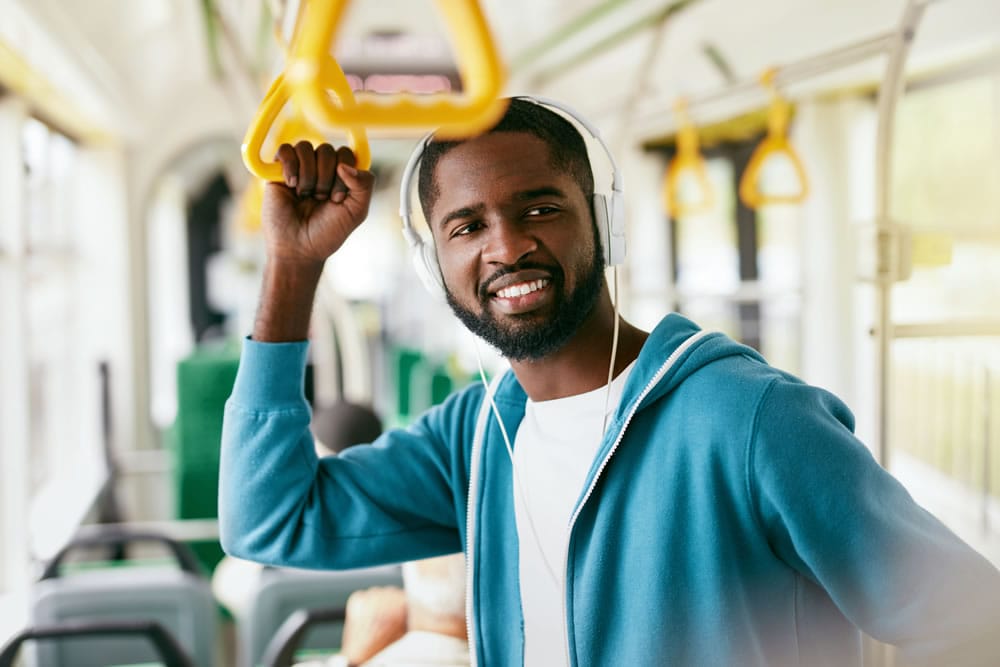 student on bus