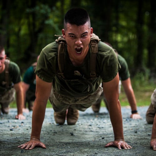 Male Soldier Doig Push Ups